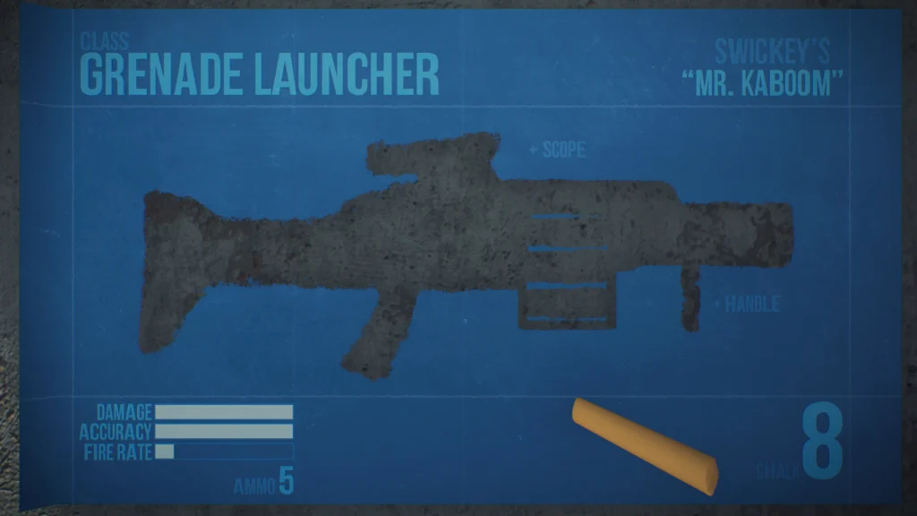 The template for the grenade launcher weapon shown in the Chalk Warfare game reveal trailer