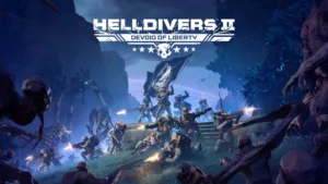The cover for the Helldivers 2 Devoid of Liberty update showing Helldivers and SEAF soldiers fighting alongside each other as Illuminate forces close in around them
