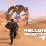 A Helldiver running away from a Veracitor from the Helldivers 2 Illuminate Appropriators