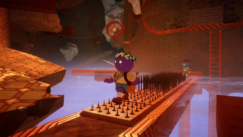 Two scouts walking through spike traps in the Citadel, which is introduced in the Peak Final Ascent update