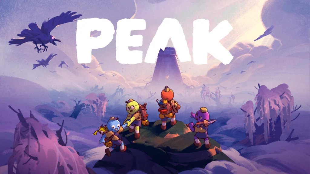 The cover of the Peak Final Ascent update showing four scouts approaching the Gloom biome