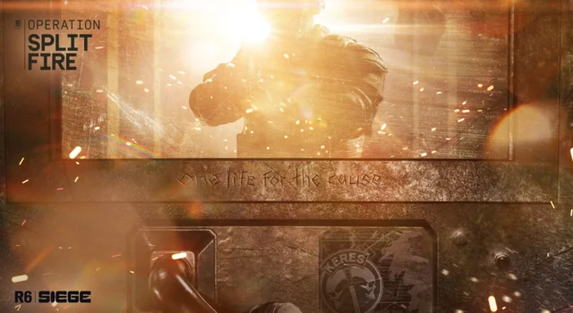 The teaser image for the Siege X Noor operator showing him getting masked by a bright light in front of a shield