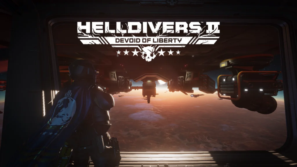 A Helldiver looking at their Super Destroyer's cannons, which are what fire the Helldivers 2 orbital strikes