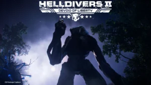 A Crusher from the Helldivers 2 Vote Snatchers holding up a teddy bear