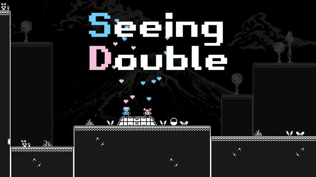 The start screen of Seeing Double Early Access where you can see the two playable characters together